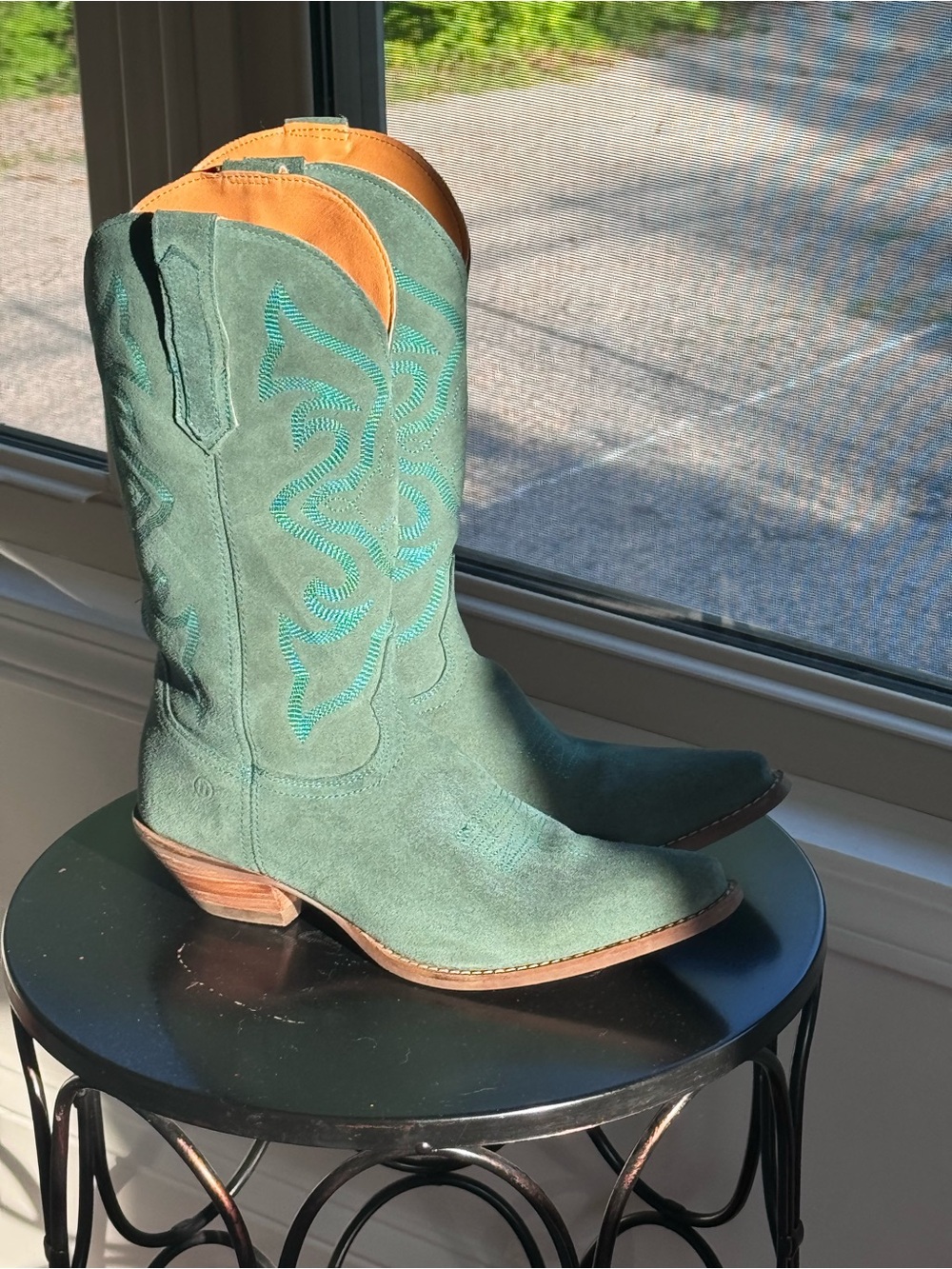 Dingo #Outwest Green Suede Boots with Tan leather Interior. - Picture 7 of 8